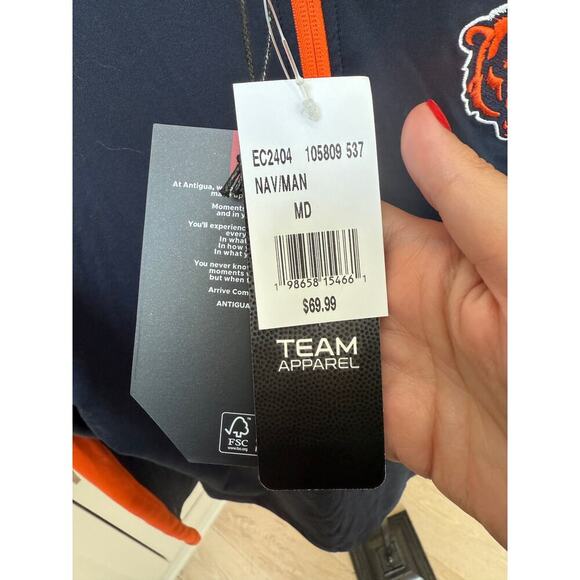 Antigua NFL Team Apparel Chicago Bears Quarter Zip Pullover Sweatshirt Size M - Picture 6 of 6
